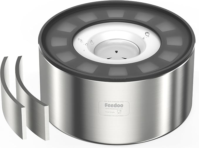 1Gallon No Spill Water Bowl for Dogs, Double-Wall Stainless Steel with Splash-Proof Paws Lid and Floating Disk, Non-Slip Base, Easy to Clean Slow Water Feeder for Large Medium Dogs