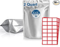 BELLE KR® 50 Pcs 2 Quart Mylar Bags for Food Storage - 8"x12" - 10 Mil Thick - Stand Up Mylar Ziplock Bags Resealable & Heat Sealable for Long Term Food Storage