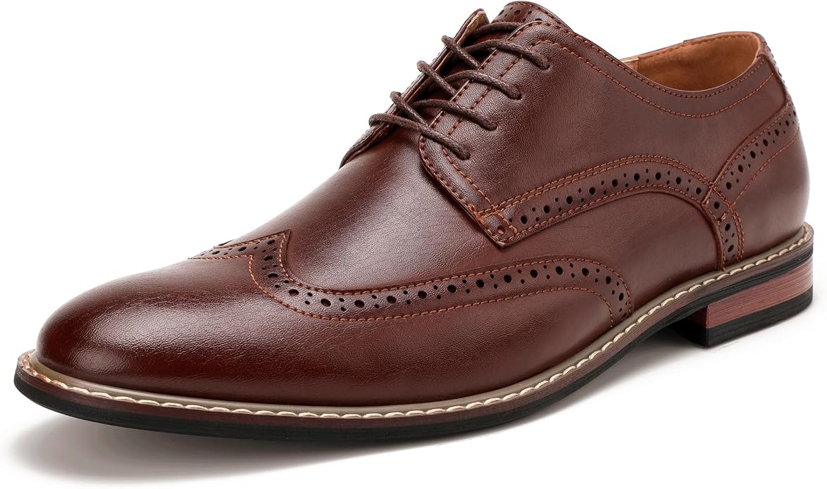 Mens Classic Cap Toe Dress Shoes Oxford for Office | Polished PU Outer Shell,Ventilated Comfortable Latex Insole. Formal Footwear Suited for Office Engagements ,Outings,Weddings