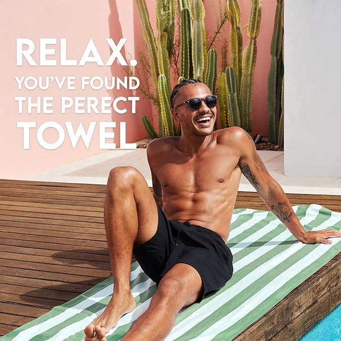 Dock & Bay Beach Towel - Quick Dry, Sand Free - Compact, Lightweight - 100% Recycled - Includes Bag - Cabana - Cayman Khaki - Large (160x90cm, 63x35)