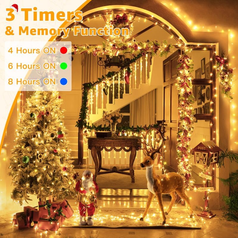 Ollny Christmas Lights Outdoor 800LED 262FT, Warm White Plug in Fairy Light