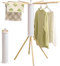 RFOUO Clothes Drying Rack 4 Legs,Laundry Hanger Dryer Rack,Portable Dry Rack,Foldable Drying Rack-Drying Rack Clothing Laundry Bedroom Household Wooden-12rods