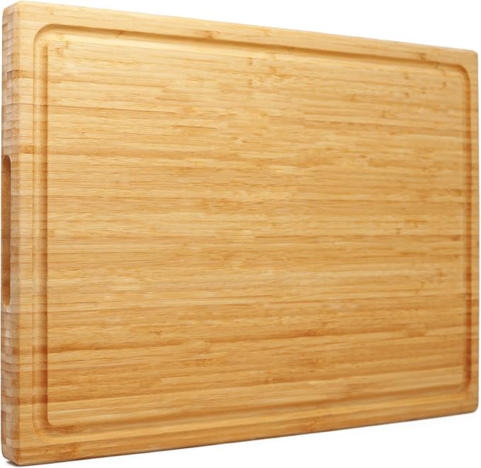 Utoplike Extra Large XXXL Bamboo Cutting Board 24 x16in, Wood Butcher Block | Chopping Boards with Handle & Juice Groove, Charcuterie Tray for Turkey, Meat, Vegetables, BBQ, Over the Sink Thick 1.25"