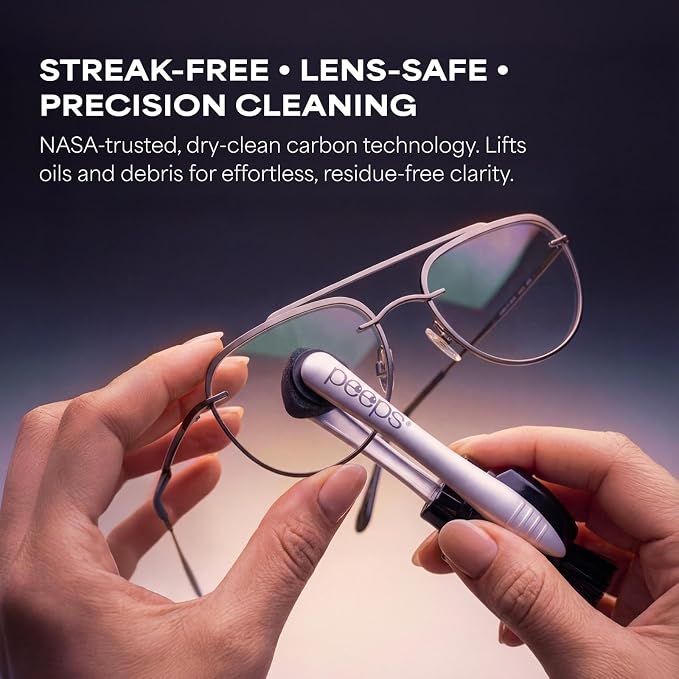 Peeps Glasses Cleaner - for Eyeglasses, Reading Glasses, and More - Lens Cleaner with Carbon Microfiber Tech-Injected Pink-1 Count (Pack of 1)