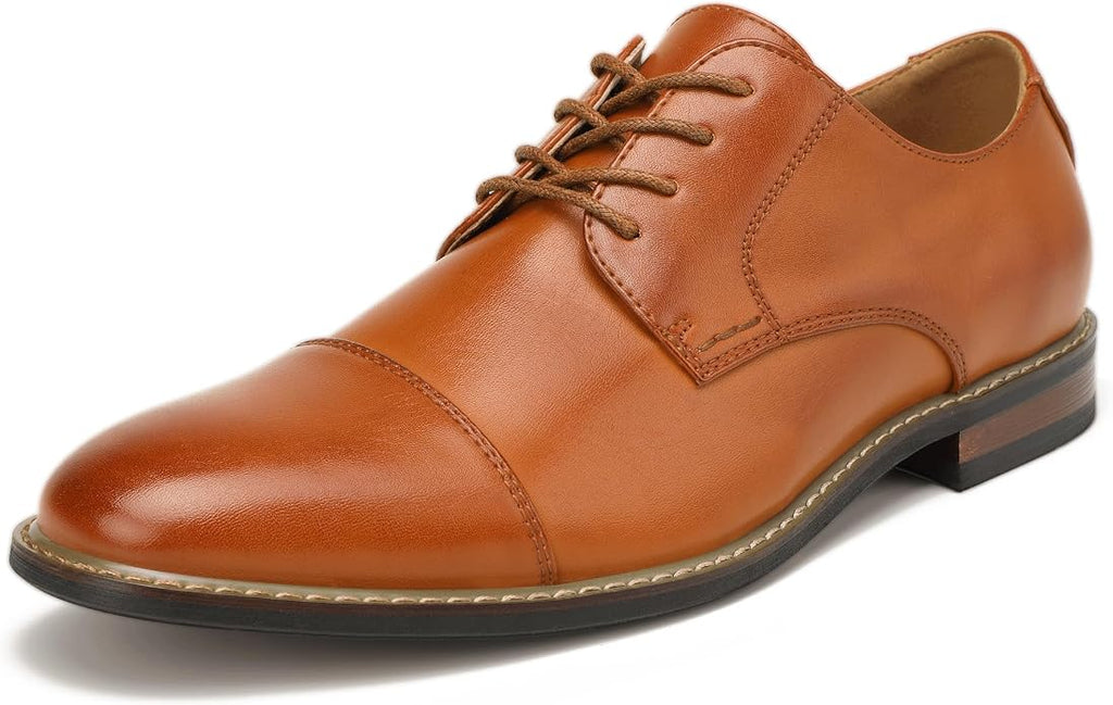 Mens Classic Cap Toe Dress Shoes Oxford for Office | Polished PU Outer Shell,Ventilated Comfortable Latex Insole. Formal Footwear Suited for Office Engagements ,Outings,Weddings