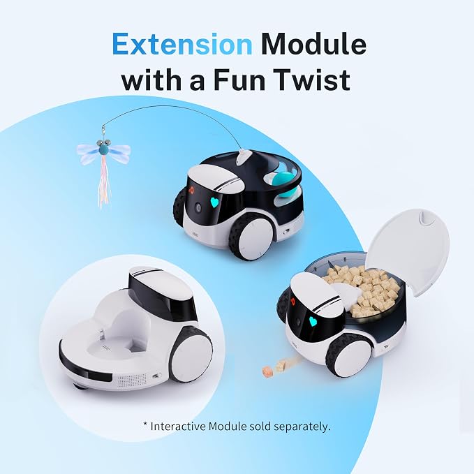 Enabot EBO ROLA PetPal Mobile 2.5K Pet Camera Robot with Treat Dispenser | Whole-Home Mobility, Two-Way Talk, Night Vision, Auto-Recharge, Interchangeable Modular Design