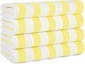 Arkwright California Cabana Stripe Beach Towel - Pack of 4, Large Soft Quick Dry 100% Cotton Terry Towels Set for Pool, Swim, and Hot Tub, Oversized 30 x 70 in, Yellow