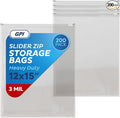 GPI - Slider Zip Jumbo Food Storage Bags, 12" x 15" 3 Mil Heavy Duty, Extra Large, Strong & Durable For Freezer Storage, 200 Count