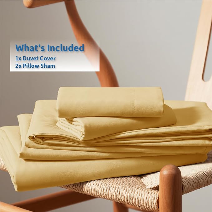 Nestl Camel Gold Duvet Cover Full Size - Soft Double Brushed Full Size Duvet Cover Set, 3 Piece, with Button Closure, 1 Duvet Cover 80x90 inches and 2 Pillow Shams