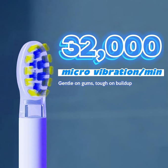 Foldable Travel Electric Toothbrush, Self Cleaning Toothbrush | Battery Operated, Blue LED Light, Whitening Toothpaste, 3 Sonic Modes with Smart Timer, 6 Replacement Brush Heads