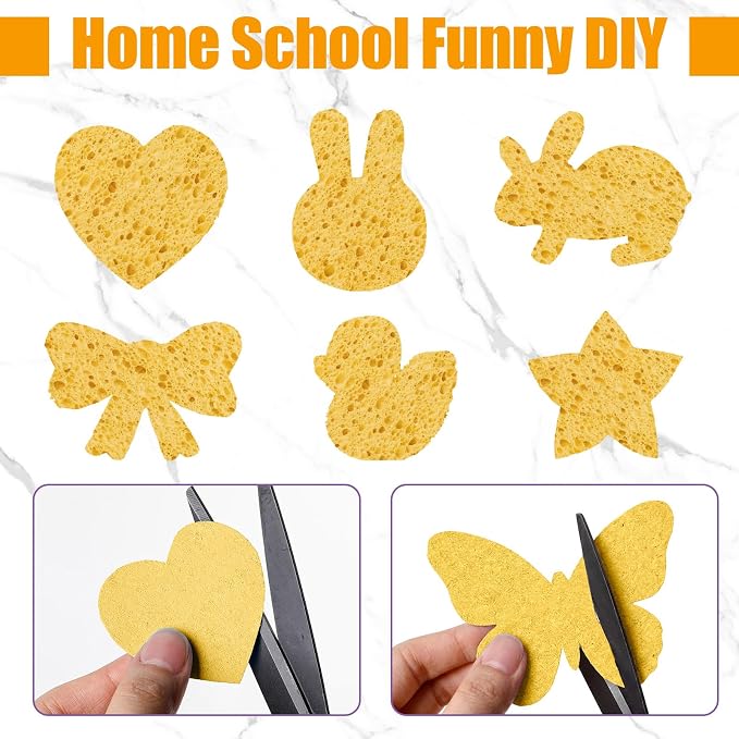 Zhengmy 48 Pieces Sponges Bulk Sponges Kitchen Compressed Sponge Natural Dish Sponge Compressed Wood Pulp Cleaning Without Scratching for Kitchen Bathroom, 3.9 x 2.4 x 0.12 Inch (Yellow)