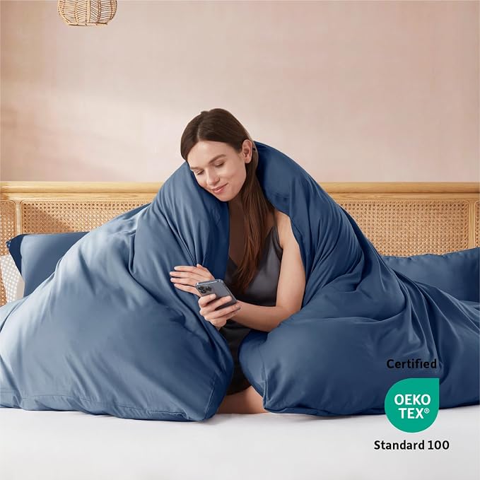 Nestl Navy Blue Duvet Cover King Size - Soft Double Brushed King Duvet Cover Set, 3 Piece, with Button Closure, 1 Duvet Cover 104x90 inches and 2 Pillow Shams