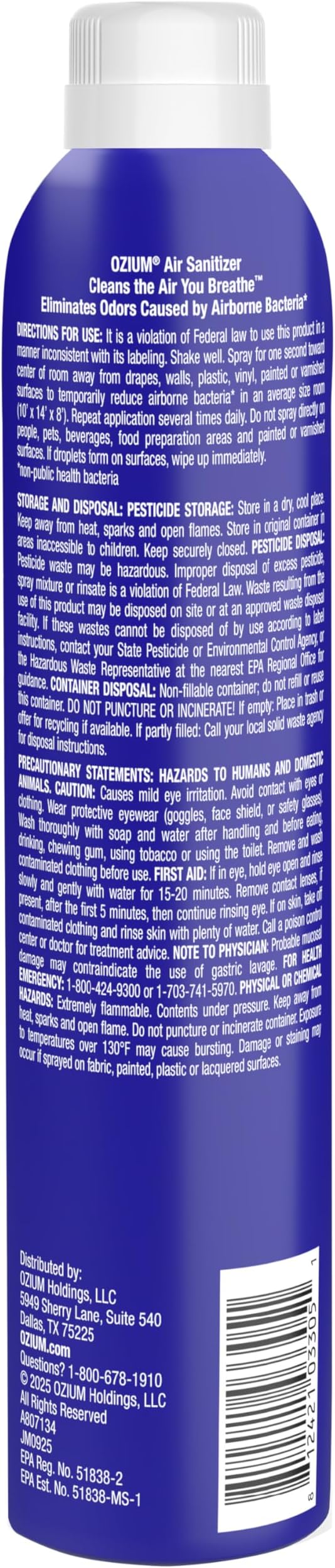 Ozium Air Sanitizer Spray - Room Odor Eliminator for Home, Car, and Office - Citrus - 8 oz Can - 6 Pack