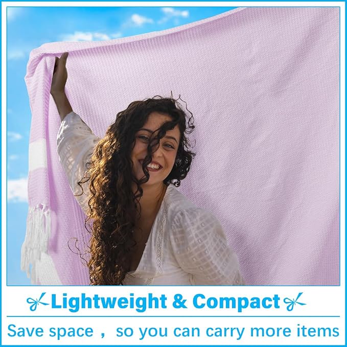 Vikumond Turkish Beach Towel Blanket Oversized 88x82 Inch Quick Dry Purple | Lightweight Compact Portable Sand Free Absorbent Boho Woven Throw for Pool Swimming Picnic Camping Cruise Outdoor Essentials