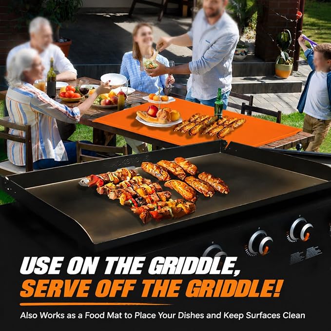 Silicone Grill Mat for Outdoor Griddle for Cuisinart CGG-501 2021-2026, Non-Slip BBQ Tool Mat, Heat Resistant Griddle Protector Mat, Outdoor Kitchen Accessories,36 inch（90.5 * 54.5 * 2.5cm）