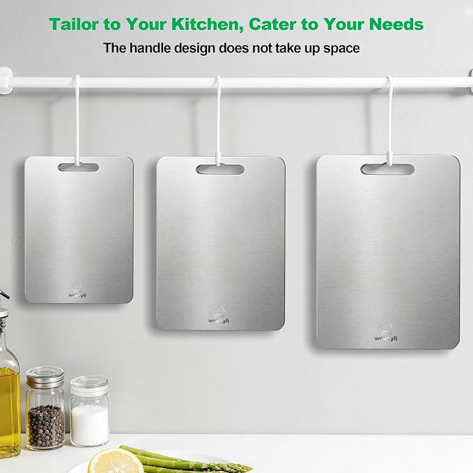 Titanium Cutting Board Set – 100% Pure Titanium, Food Grade | Steel Chopping Boards for Kitchen,Knife-Friendly, Dishwasher Safe, Cutting Boards Non Toxic for Meat, Vegetables, Fruit