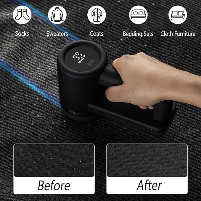 Electric Lint Remover Rechargeable, Sweater Defuzzer with Brush, Trash Box and Led Digital Display, Portable Sweater Lint Defuzzer, for Sweater Couch Clothes Carpet Furniture