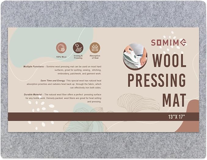 Somime 13x17" Wool Pressing Mat, 100% New Zealand Wool Ironing Mat | Felted Wool Ironing Board for Sewing, Quilting, DIY Crafts, and Embroidery