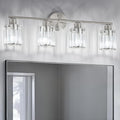 Crystal Bathroom Light Fixtures, Bathroom Lighting Fixtures Over Mirror, Modern 4-Light Brushed Nickel Vanity Lights for Mirror, Restroom, Kitchen(Ceramic E26 Socket,Bulbs Not Include)