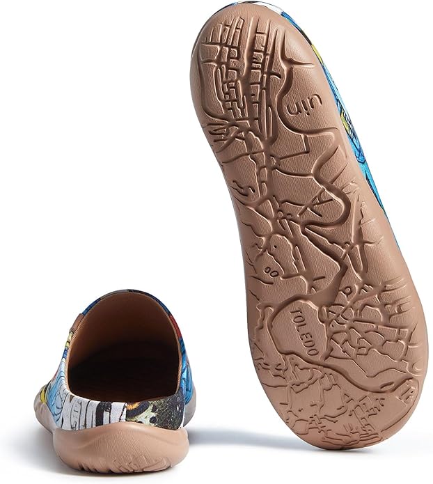 UIN Men's Mules Slipper Loafers Lightweight Mules Walking Casual Clogs Comfort Household Slip Ons Art Painted Travel Shoes Malaga Marine World