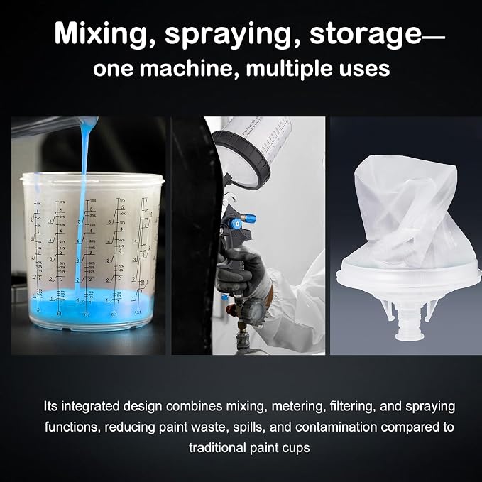 HVLP Air Spray Gun Kit Includes 10 Disposable 650ml Paint Cups with 1.4/1.7/2.0mm Nozzles. The Automotive Paint Spray Gun can be Used for Primer, Clear Topcoat Application (Blue)