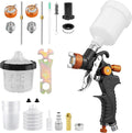 Mini HVLP Air Spray Gun with 0.8/1.0 mm Nozzles and 5pcs 200ML Disposable Paint Cups, 125 cc Cup Gravity Feed Air Paint Sprayer Touch UP Spray Gun for Car Furniture Painting, Detail Repair (Orange)
