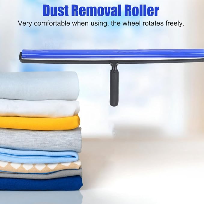 GOWENIC Static Dust Removal Roller, Sticky Blue Silicone Soft Cleaner Roller with Black Handle for Lint Pet Hair Lint Reusable Carpet Fabric (24 inch)