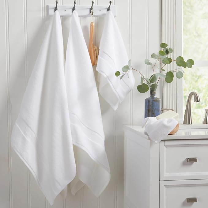 Luxury Bamboo Rayon Oversized Bath Towel Set | 2-Pack | Ultra Soft | White | 35% Bamboo Rayon - 65% Zero Twist Cotton | Absorbent Quick-Dry Towels for Bathroom | Ultra Soft | OEKO-TEX Standard 100