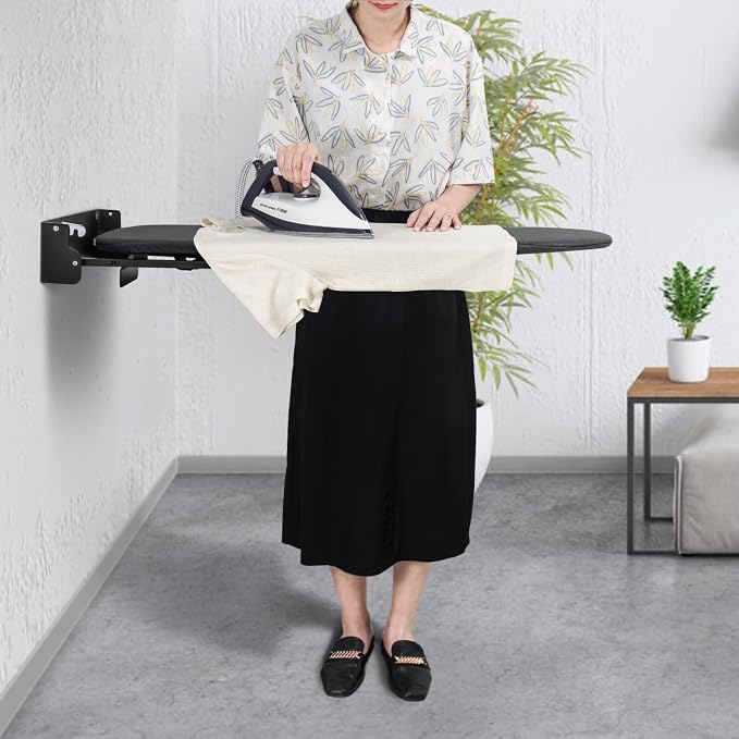 Duwee 12"×36" Wall Mounted Ironing Board with Iron Holder | Folding Ironing Board Cabinet with Heat Resistant Cover,Compact Wall Mount Fold Down Iron Board for Small Spaces