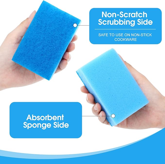 Tioncy 180 Pcs Individually Wrapped Sponges Bulk Kitchen Brown Non Scratch Scrub Sponges Dual Sided Cleaning Scrubber for Household Washing Dishes, Pots, Pans, Sinks, Stoves, Appliances, Car, Bike