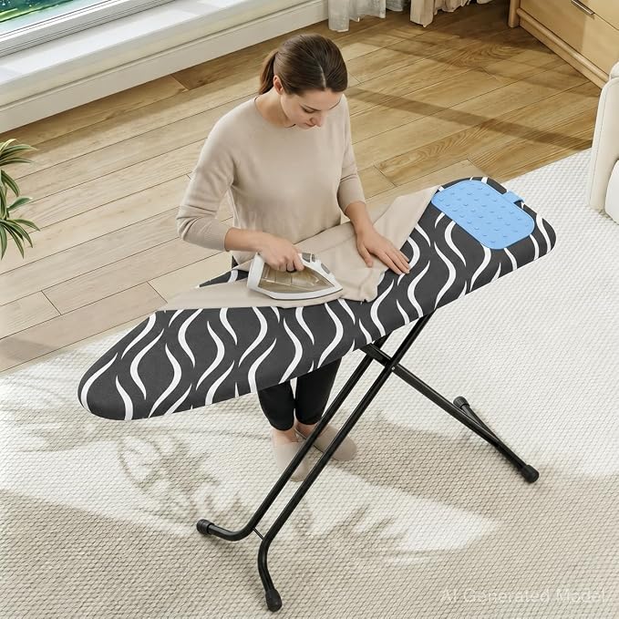 APEXCHASER Ironing Board Full Size, Iron Board with Silicon Rest, Foldable Ironing Boards Standard Size, Heavy Duty Iron Stand Boads, Ironing Table with 7 Height Adjustable Anti-Slip Feet, 13x43 Gray