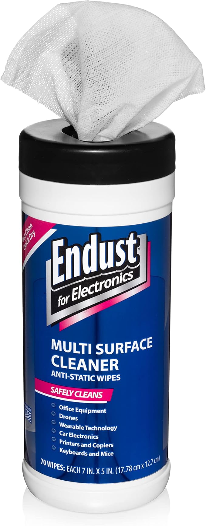Endust For Electronics; Multi-Surface, Anti-Static, Electronics Cleaning Wipes; Alcohol & Ammonia Free; 6 Pack of 70 Wipes per Container; 420 Wipes (259000P6)