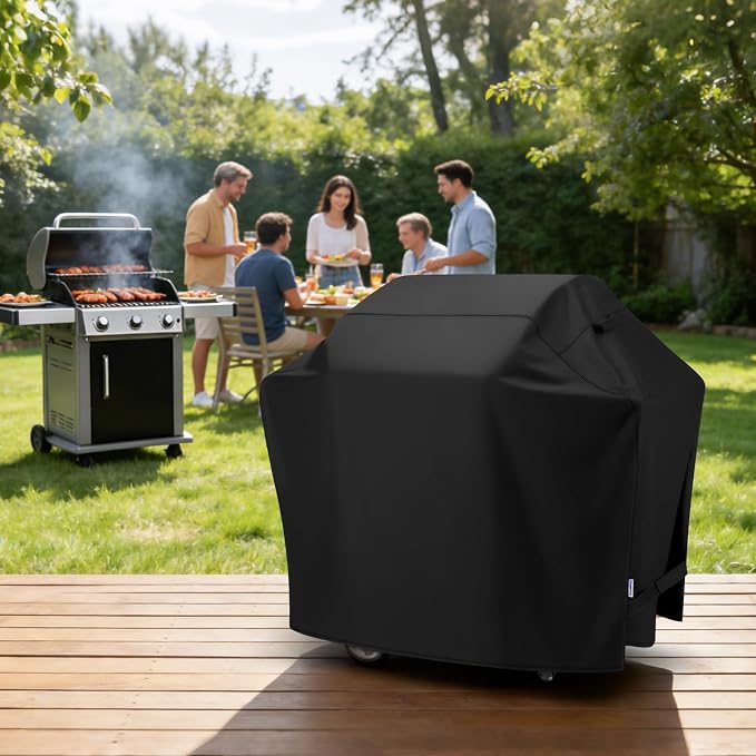Grill Cover for Cuisinart GAS-2556AS, 420D Oxford Fabric BBQ Grill Cover with Adjustable Side Straps, Bottom Drawstring Cord Lock, Storage Bag Included,A 58 Inch (58" x 24" x 46")