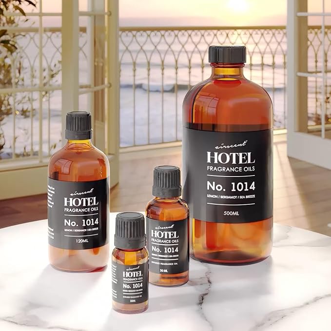 AirScent Hotel Diffuser Oil No. 1014 - Iconic 5-Star Hotel Blend - 500 mL | Lemon Bergamot Sea Breeze - Coastal Blend - Fragrance Oil for Ultrasonic and Waterless Diffusers and Crafting