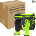 Evridwear Crinkle Latex Rubber Hand Coated Safety Work Gloves for Men Women General Multi Use Construction Warehouse Gardening Assembly Landscaping,Green Medium 120 Pairs Pack