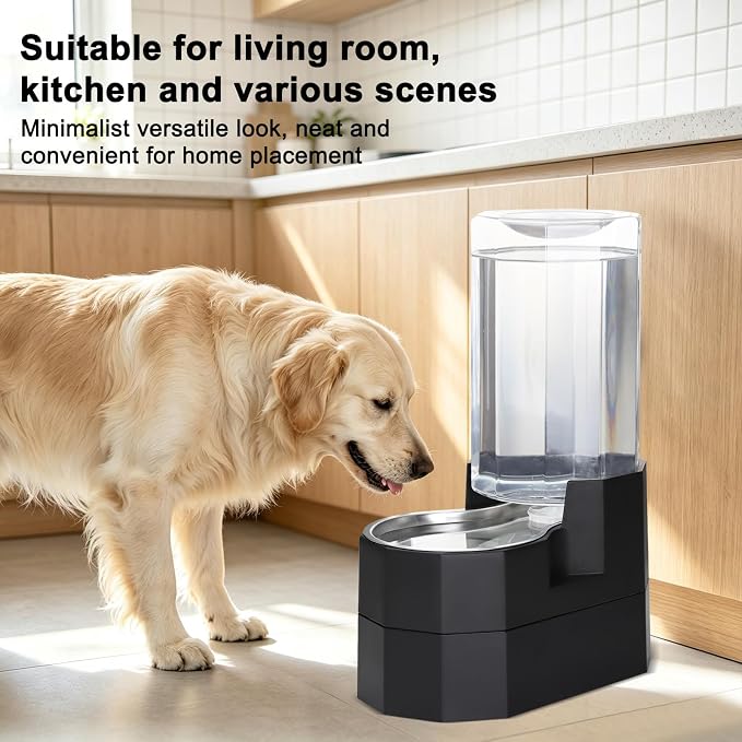 Sfozstra 8L Raised Pet Water Dispenser: Large Breed Comfort | Gravity Fed /304 Stainless Steel Bowl/No Filter Replacement/ Spill Resistant Base /Dishwasher Safe / Kitchen Living Room Use