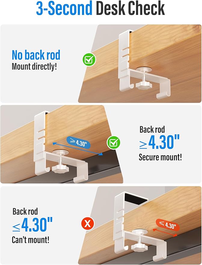 [Upgraded] Large Under Desk Cable Management Tray, Cinati Cable Management Under Desk No Drill, 42" Fabric Cord Hider for Wire Organizer, Cord Organizer for Office, Home - Supports Up to 30lbs White