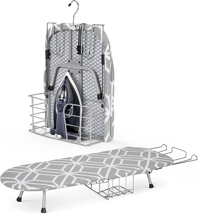 Tabletop Ironing Board, Foldable Small Ironing Board with Iron Holder Portable Mini Iron Board for Small Spaces Compact Table top Small Ironing Table for Dorms, Aprtment, RVs, Travel, 32"x12"