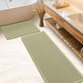 IM HOME Waffle Bath Mat Set Green 2 Piece, Woven Modern Bath Rug Mats, Absorbent Non Slip Bath Floor Mat, Soft Washable Boho Bath Rugs with Tassels for Bathroom, Bedroom, Kitchen,Tub