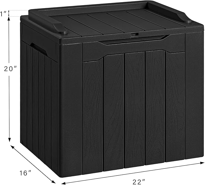 Devoko 30 Gallon Resin Deck Box Waterproof Outdoor Storage Box for Patio Furniture Pool Accessories Indoor Storage for Cushion Garden Tools (30 Gallon, Black)