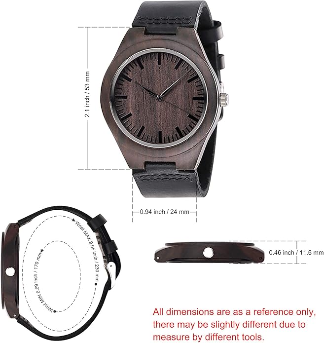 Custom Engraved Wood Watch Gifts for Fiancé Boyfriend Husband Men Him As Personalized Anniversary Christmas Birthday Father Day Graduation Valentine's Wooden Idea