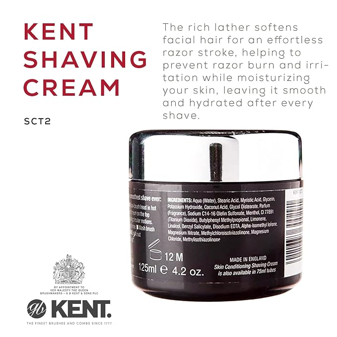 Kent SCT2 Shaving Cream Foam - Men's Cooling Menthol Shaving Cream, Perfect for Travel or Home, Gentle on Sensitive Skin