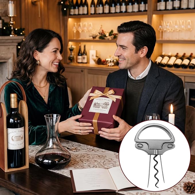 Ah So Wine Opener Two Part Stainless Steel Vintage Corkscrew Cork for Easy Remover Two Prong Cork Puller for Delicate Old Corks (Gunmetal)