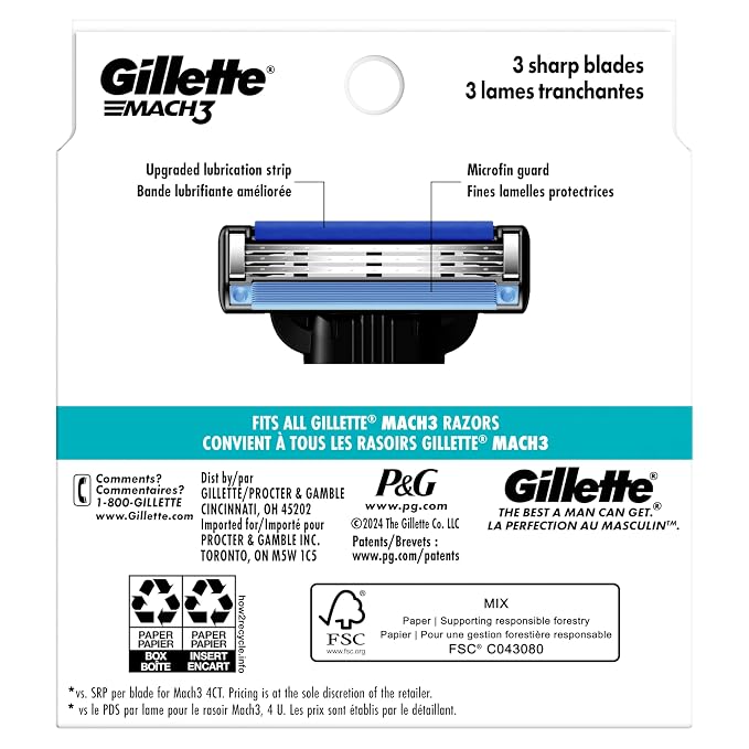 Mach3 Razor Refills for Men, 15 Razor Blade Refills