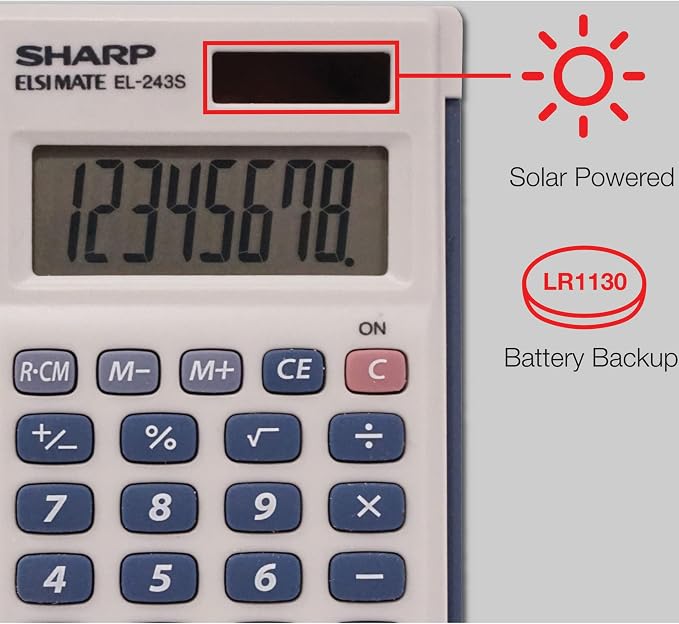 Sharp Calculators EL-243SB 8-Digit Pocket Calculator (Pack of 3)