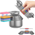 Magnetic Measuring Cups and Spoons Set – 304 Stainless Steel | Dual-sided Design | 15-Piece with Leveler | N52 Space-Saving Magnetic Nesting | Baking & Meal Prep | Kitchen Gift (Colorful)