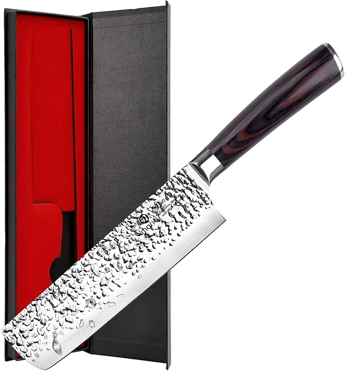 imarku Nakiri Knife 7 Inch, Japanese High Carbon Stainless Steel Chopper | Flat-edge blade creates clean, even vegetable and meat cuts, ergonomic handle supports daily chopping and meal preparation