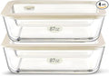 Glass Food Container Set with Glass Lid, Large Meal Prep Container Set, Airtight Food Storage Containers with Air Vent Lid, 2 Pack, Large, 87oz, LeakProof, 100% Plastic Free, White color,