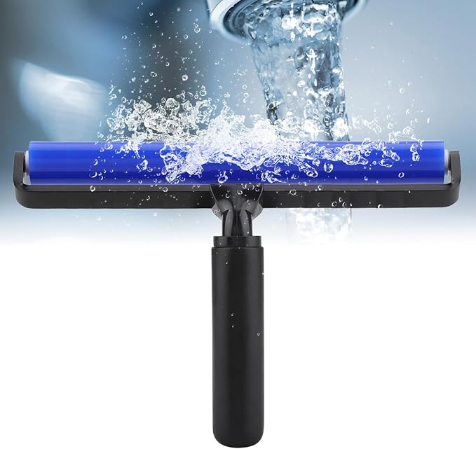 Pet Hair Roller, Large Lint Roller Super Sticky Blue Silicone Soft Static Action Black Handle, Sticky Roller for Hair Dander Fibers Rubber Powder (14 inches)