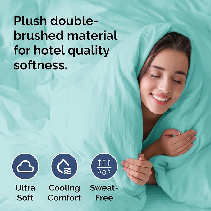 Duvet Cover Full Size Set - Extra Soft Full Duvet Cover 80" x 90" with 2 Pillow Shams for Women, Men, Kids & Teens - Hotel Luxury, Easy-Care w/ Zipper Closures & Ties - Comfy & Breathable (Spa Blue)
